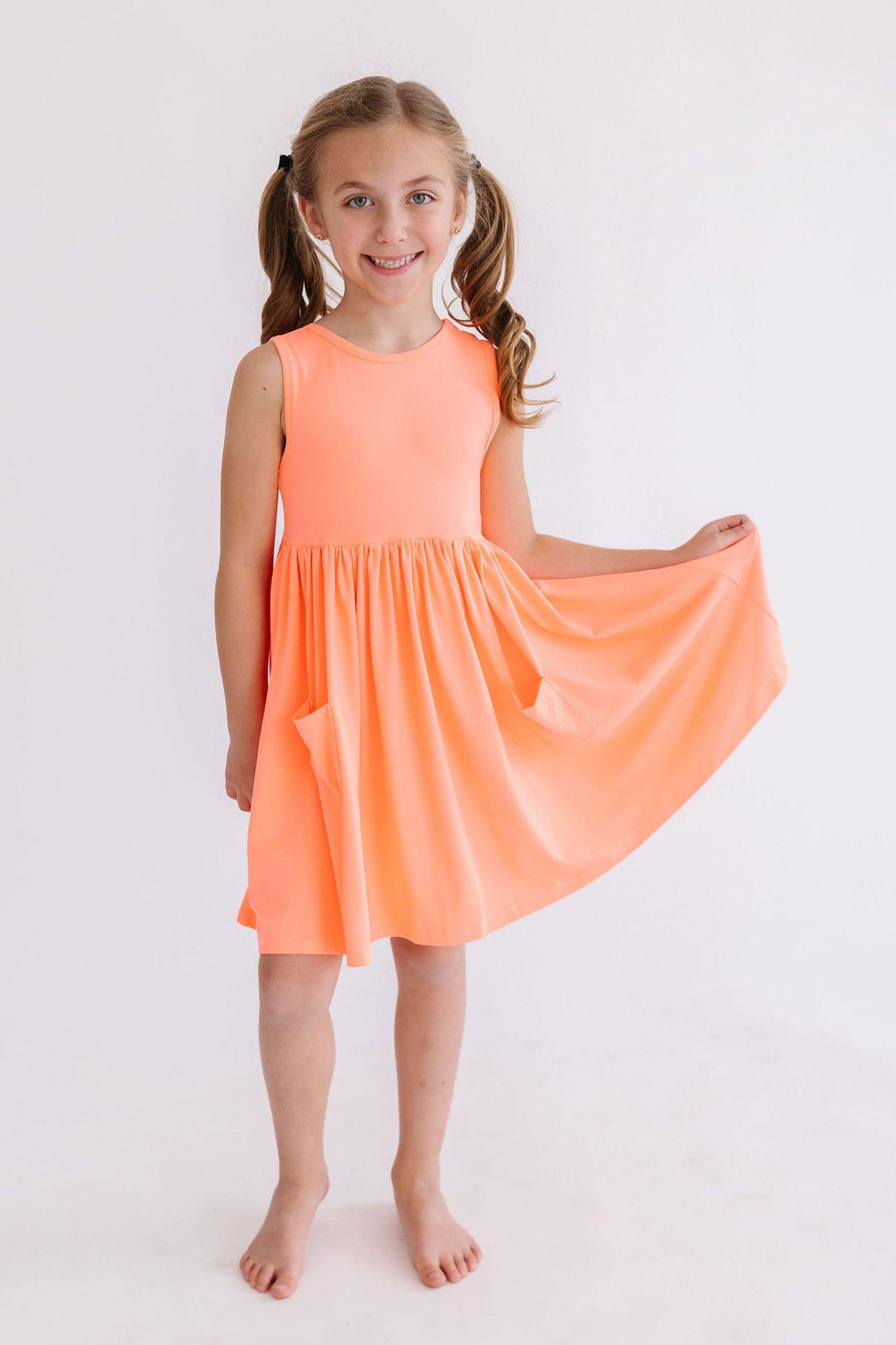 Mila & Rose ® Neon Coral Tank Pocket Twirl Dress — main product shot