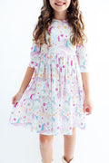 Mila & Rose ® Rainbow Vibes 3/4 Sleeve Pocket Twirl Dress — main product shot