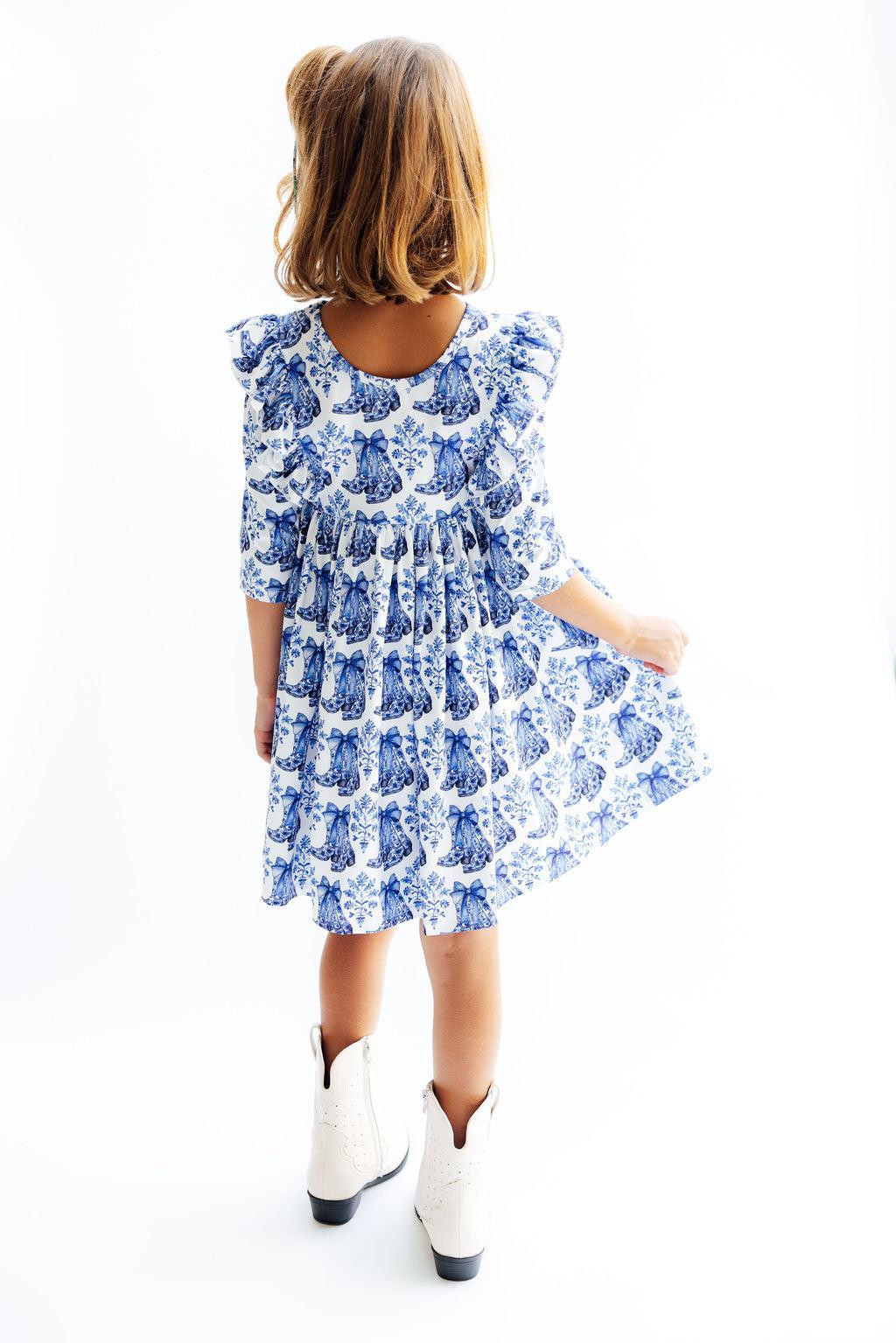 Mila & Rose ® Southern Belle 3/4 Sleeve Ruffle Twirl Dress — lifestyle context