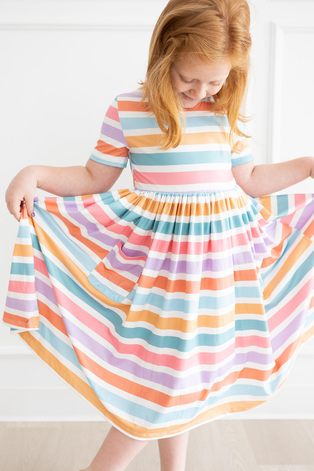 Mila & Rose ® Spring Stripes S/S Pocket Twirl Dress — main product shot
