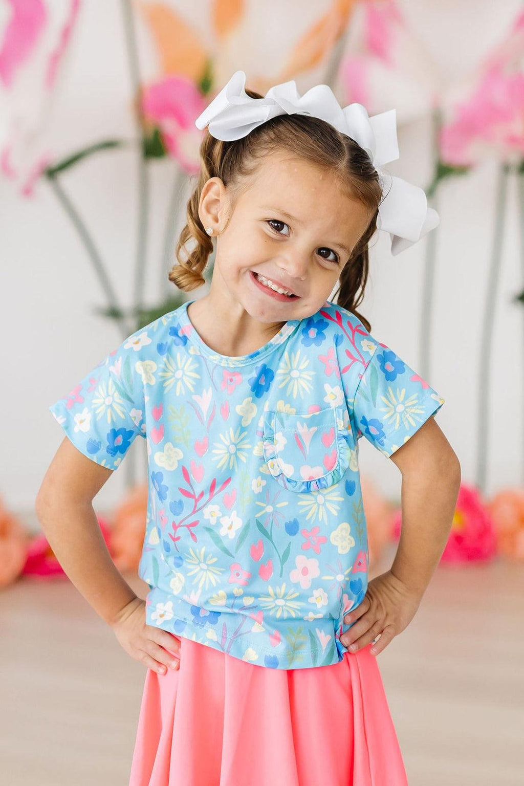 Mila & Rose ® Springtime Splendor Ruffle Pocket Tee — lifestyle context