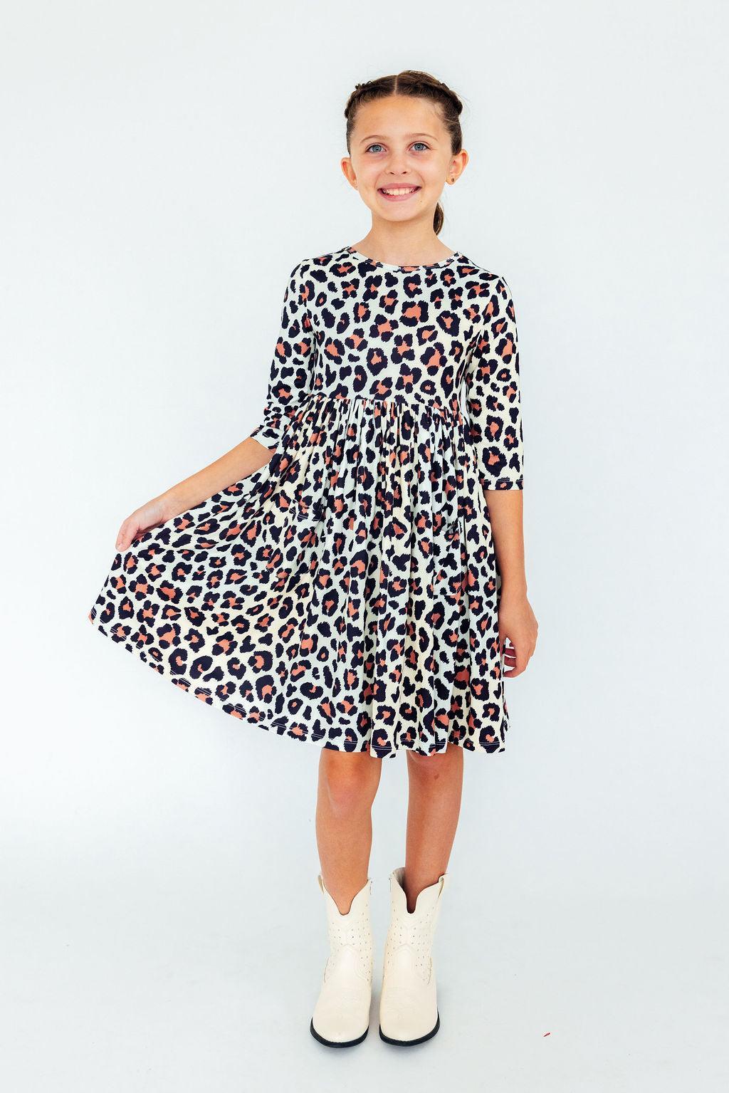 Mila & Rose ® Wild One 3/4 Sleeve Pocket Twirl Dress — side view