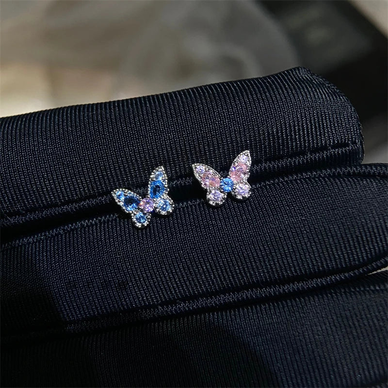 MyClosetAid 1PCS Delicate Blue Pink Zircon Butterfly 316L Stainless Steel Ear bone nail Y2K Hottie Cute Earring for Women Coc