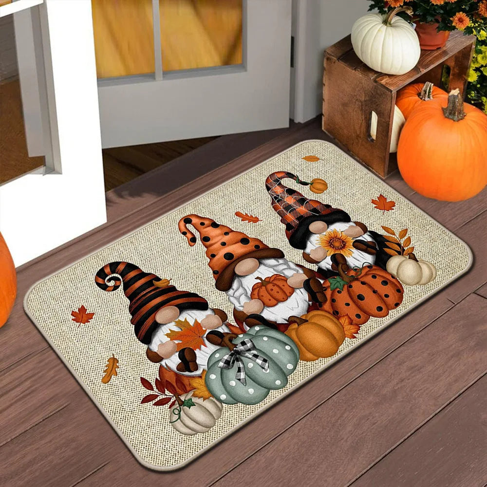 Perfecsy VIKAMA Halloween Autumn Door Mat Thanksgiving Welcome Mat Indoor/Outdoor Anti-Slip Carpet Home Decoration — color de