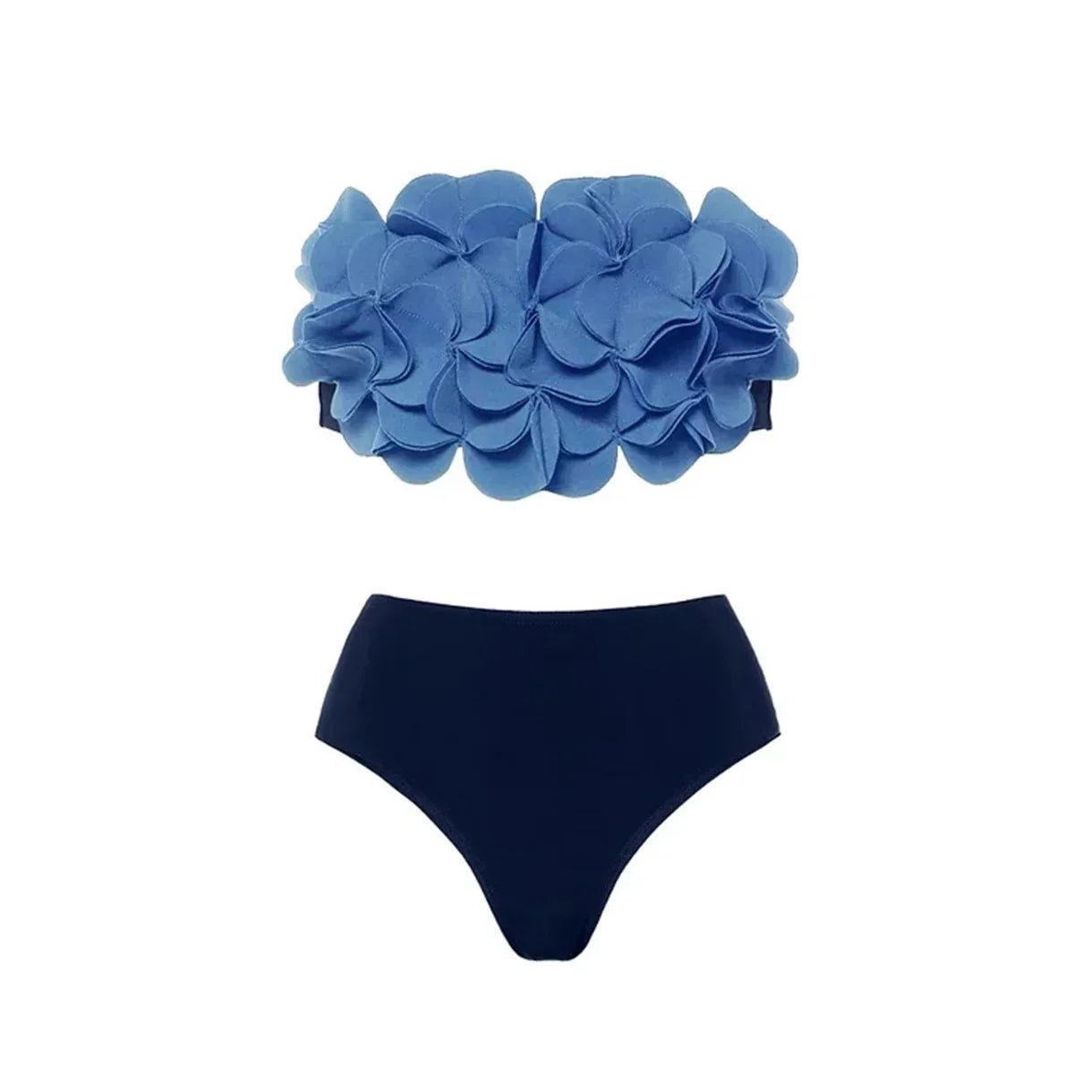 Women's 2 Piece Laser Flower Bandeau Bikini Set Push Up Swimsuit