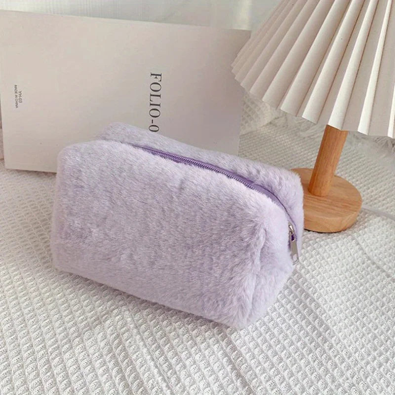 Perfecsy Comfortable Winter Plush Cosmetics Storage Bag - Portable Cosmetics Storage Bag Tote Bag, Stationery Pencil Case — s