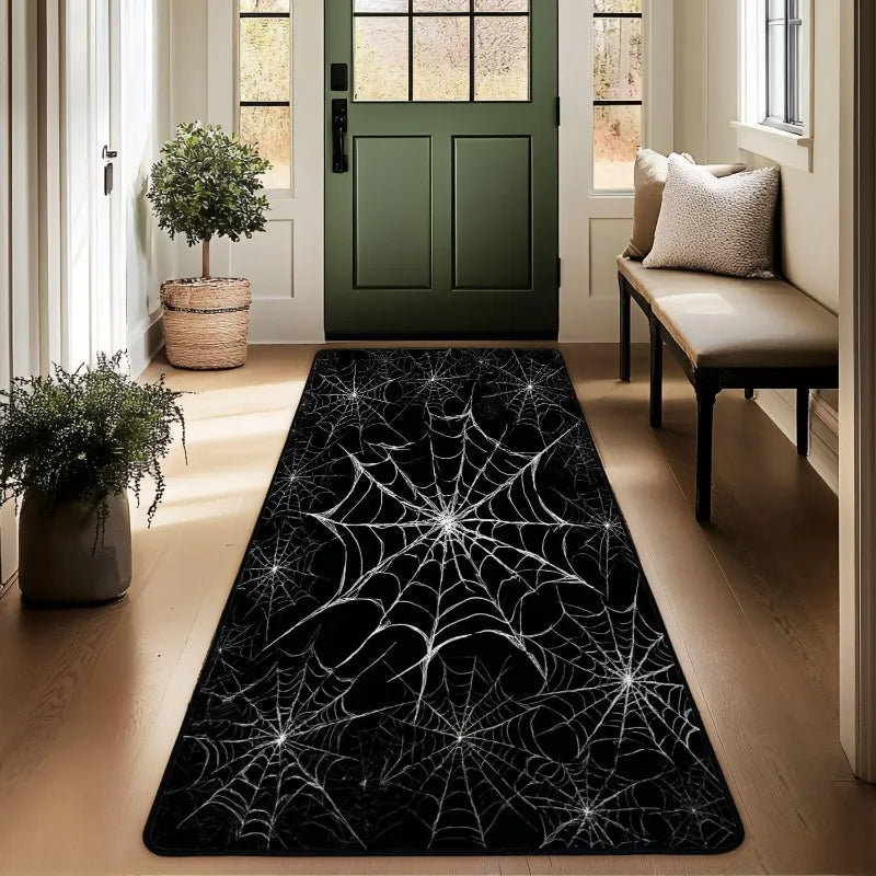 Perfecsy Skull Pattern Gothic Runner Rug Red Black Rose Decor Carpet Soft Non-Slip Art Home Decor Mat for Hallway Living Room