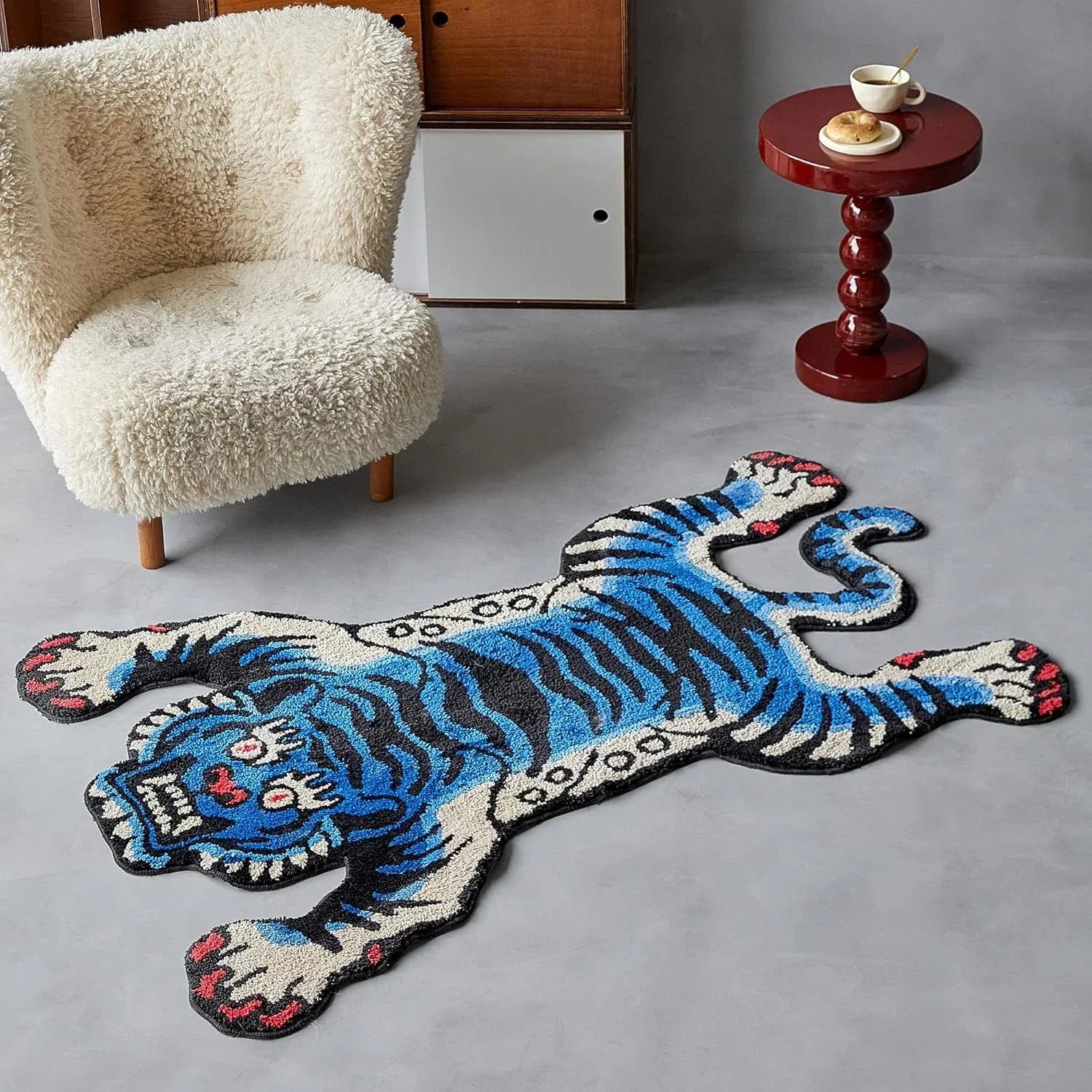 Perfecsy VIKAMA Tiger Sleeping Tiger Faux Cashmere Decorative Carpet Is Soft And Comfortable For Bedroom, Bedside And Home De
