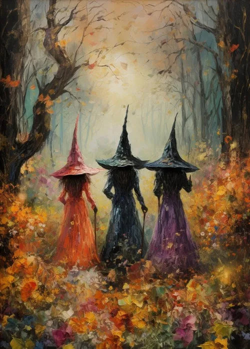 Perfecsy Witch Magical Art Print Witch with Full Moon Wall Decor Darkness Witches Painting Wall Decor Canvas Poster Dark Roma