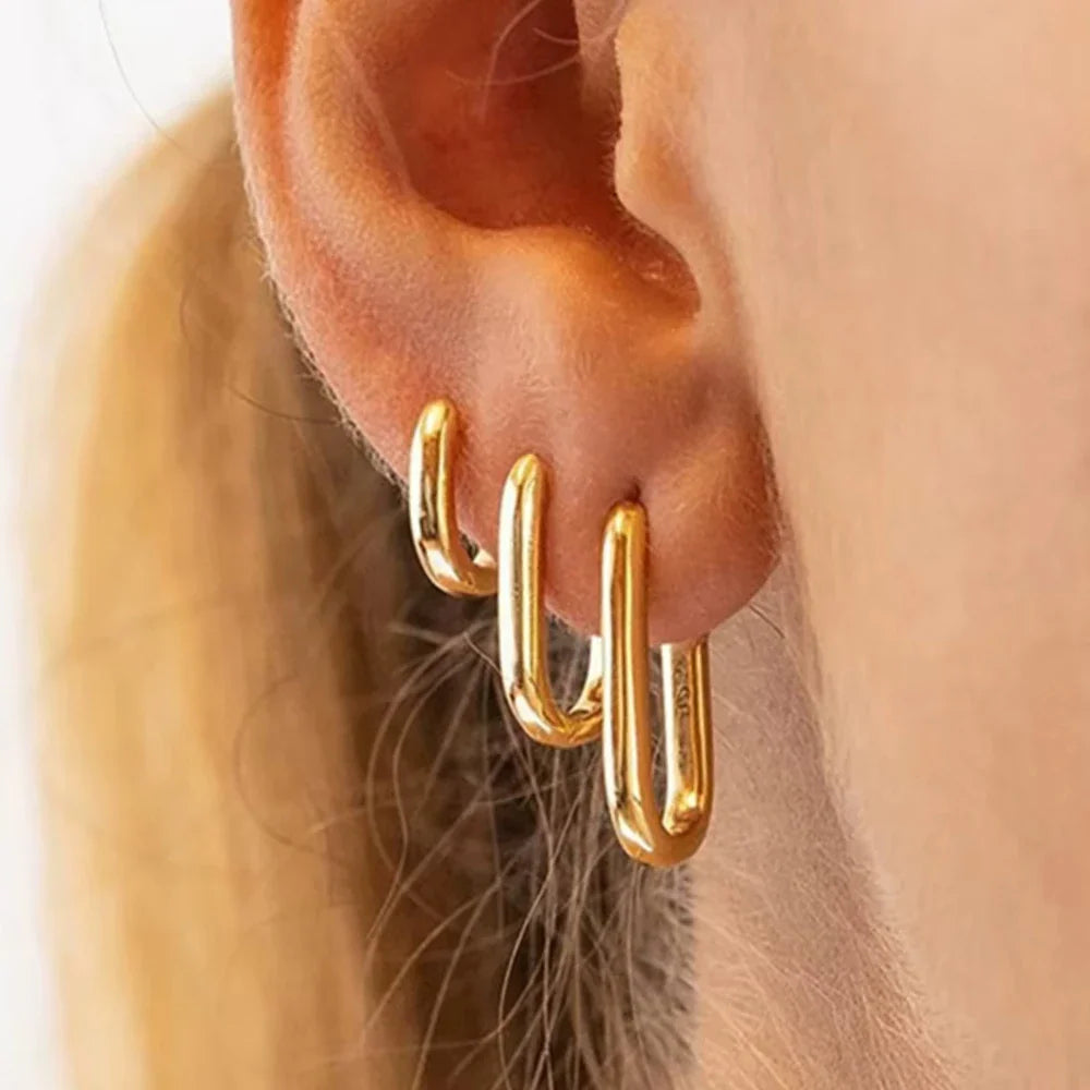 SORI STYLE Minimalist Huggie Square Hoop Earrings — main product shot