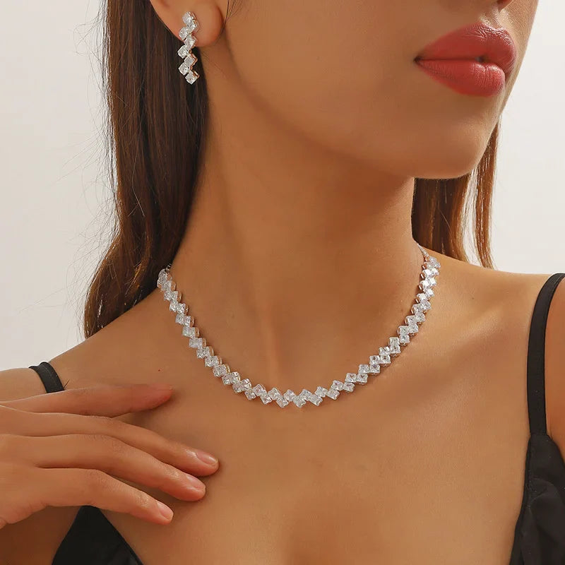 Envy NYC Precious Luxury Crystal Earrings & Necklace Jewelry Set — main product shot