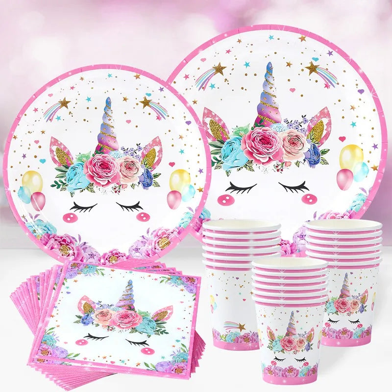 Perfecsy Unicorn Party Disposable Tablecloth Unicorn Birthday Party Decoration Girl Disposable Tableware Tablecloth Girls Bab