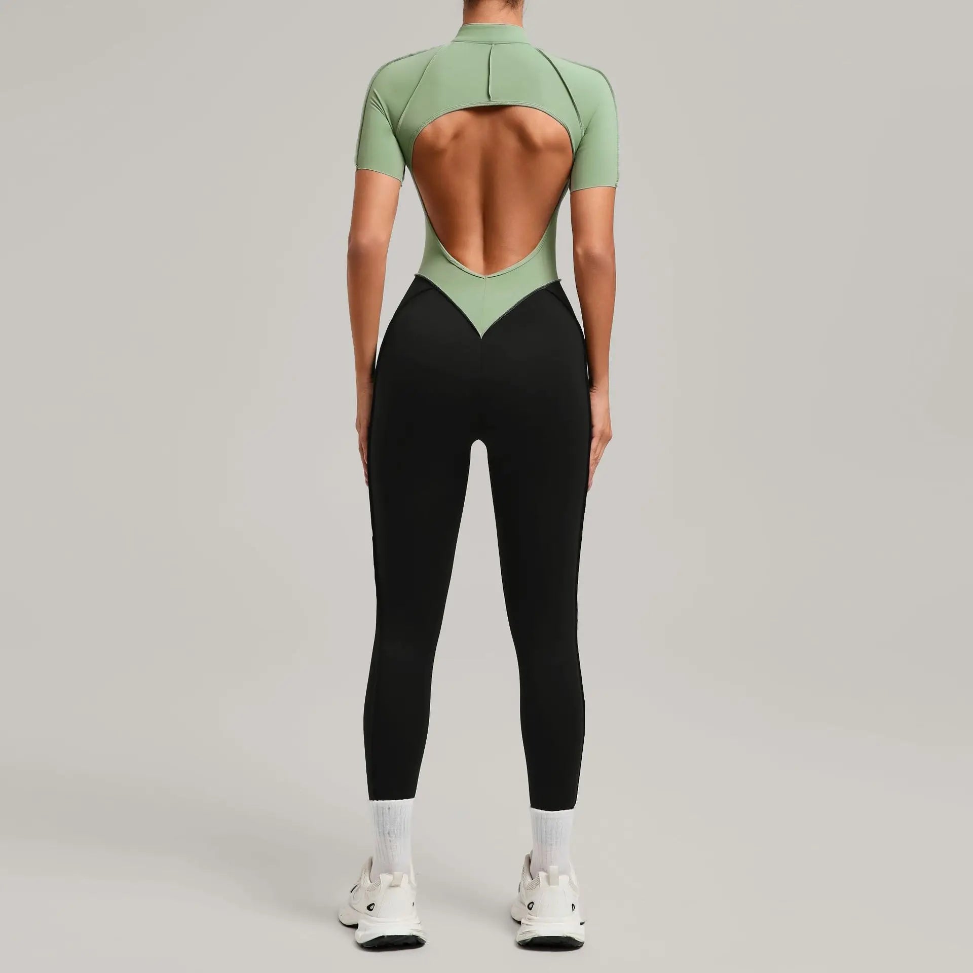 Women's One Piece Yoga Jumpsuit Short Sleeve Push Up Training Bodysuit