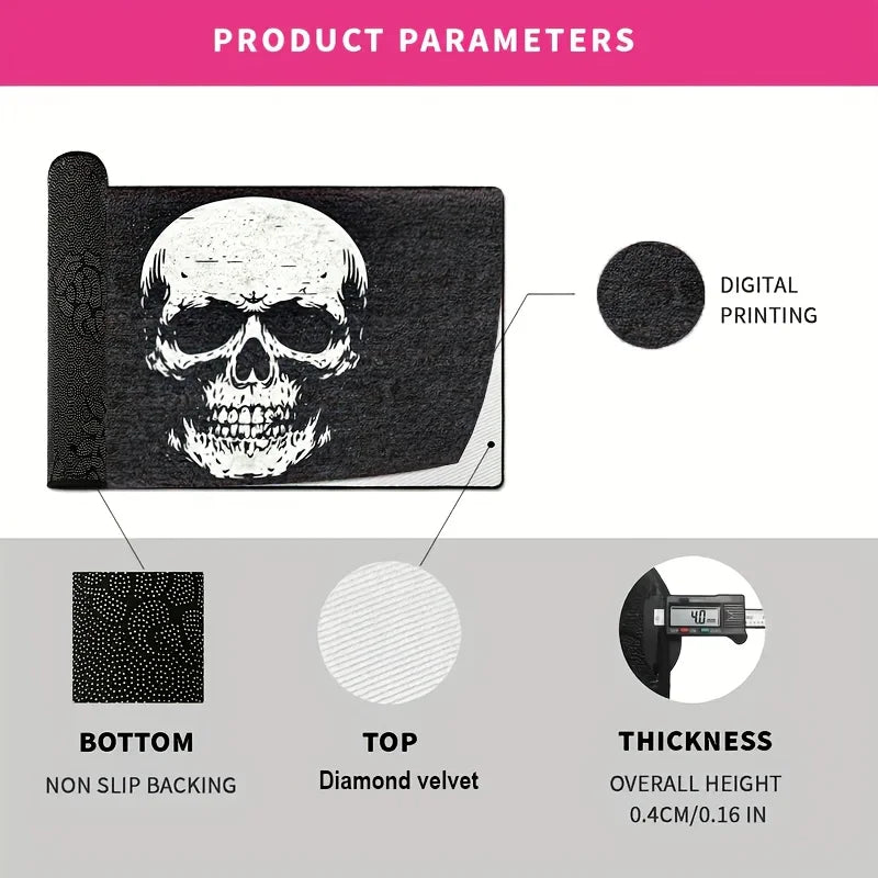 Perfecsy VIKAMA Halloween Horror Skull Carpet Door Mat Living Room Carpet Rug For Bedroom Black Floor Mat Anti-Fouling Dirt-R