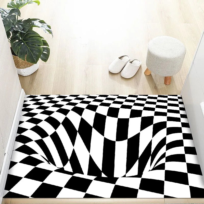 Perfecsy VIKAMA 3D Dizziness Crystal Velvet Floor Mat  Durable and Easy to Clean Anti-Slip Mat for Home Decoration  Entry Doo