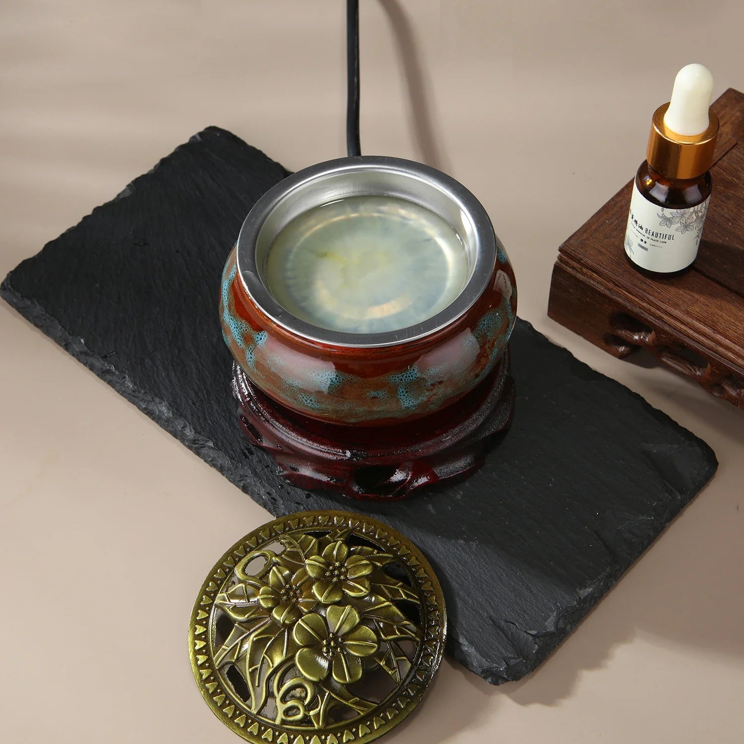 220V Electronic Incense Burner Ceramic Essential Oil Burner Timing Adjustable Temperature Sandalwood Agarwood Incense Burner