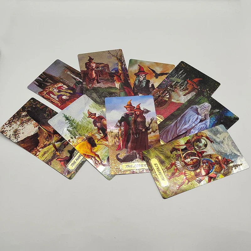 New Pattern Gold Foil Tarot Cards Witch Divine Predictive Board Game Waterproof Mystery Deck For Beginners And Collectors