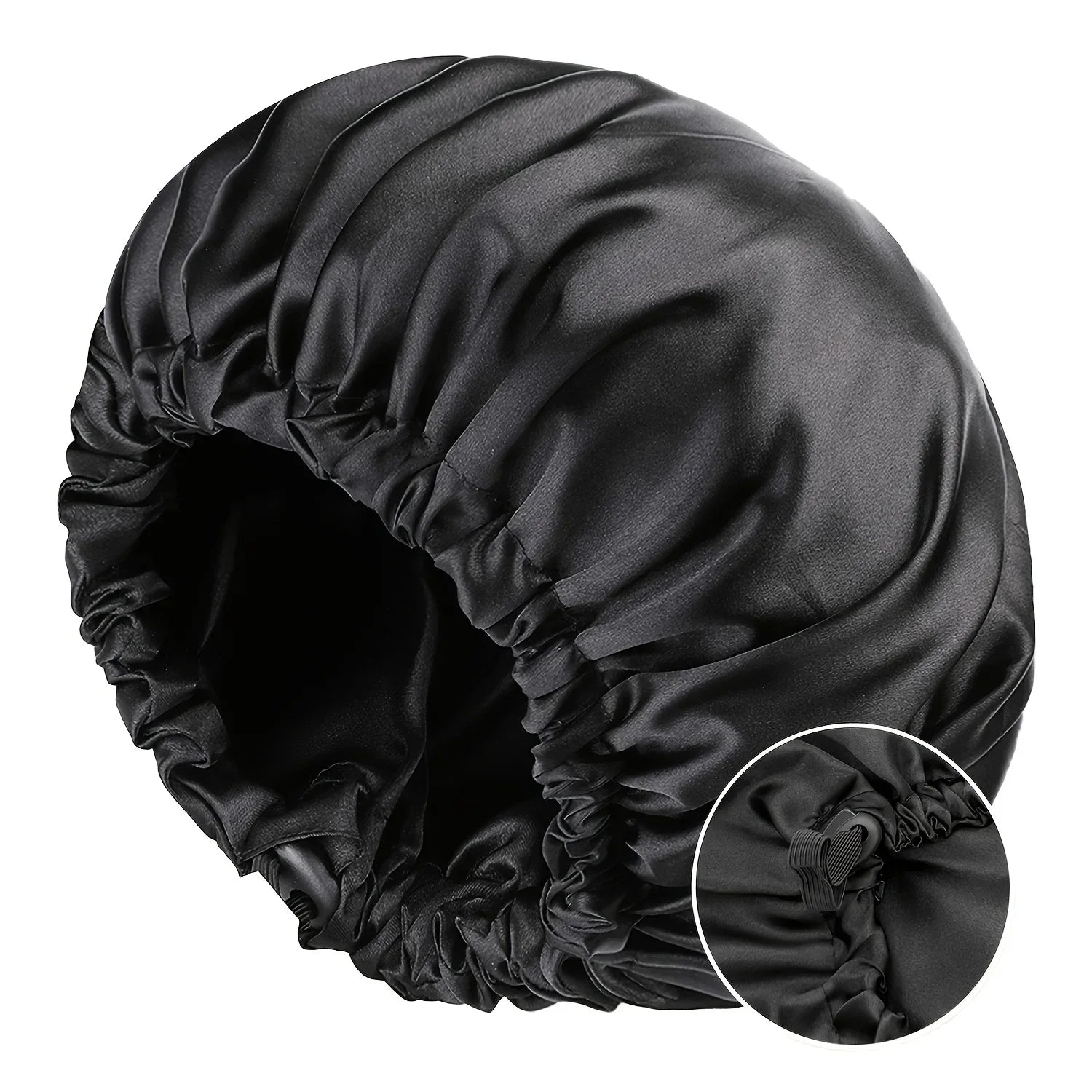Perfecsy Women's Fashion Bonnet Soft Silk Smooth Double Layered Button Adjustable Hair Hat for Daily Home Comfortable Sleep H