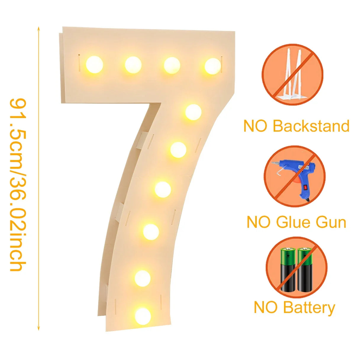 91.5CM Giant Number Led Light Frame 1st Birthday Party Decor Kids Wedding 30th 50th 60th Birthday Party Supplies Baby Shower