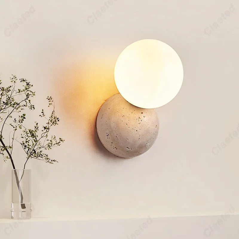 Creative Retro LED Cream Wind Tunnel Stone Lamp Living Room Background Wall Corridor Bedroom Bedside Lighting