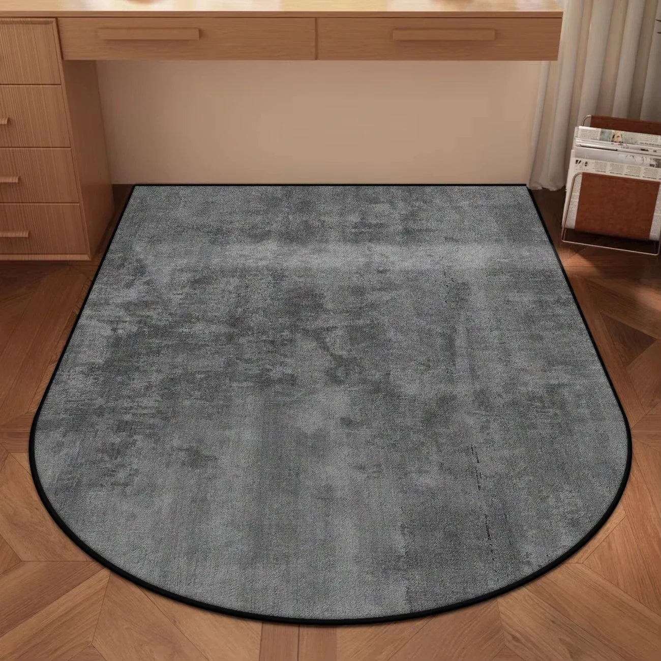 Perfecsy VIKAMA Solid-Color Arched Carpet Study Desk And Chair Floor Mat Office, Study Swivel Chair Floor Protection Pad Home