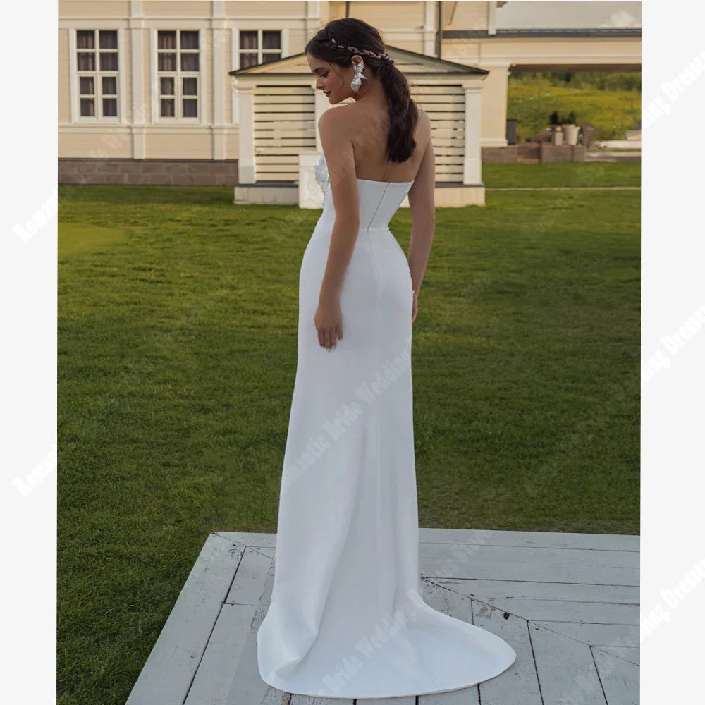 Envy NYC Envy NYC Celebrity Satin & Lace Mermaid Bridal Gown — construction detail