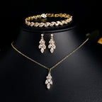 Brilliant Zirconia Leaf Necklace, Earrings & Bracelet Set
