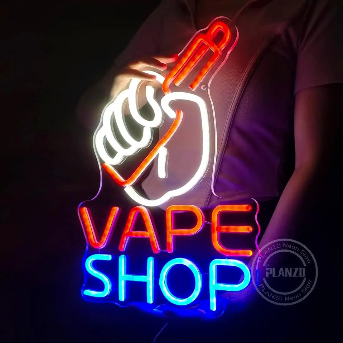 Perfecsy VAPE Shop Neon Sign for Smoke Shop LED Light Up E-cigar Business Store Sign Logo Wall Decor Birthday Christmas Dad H