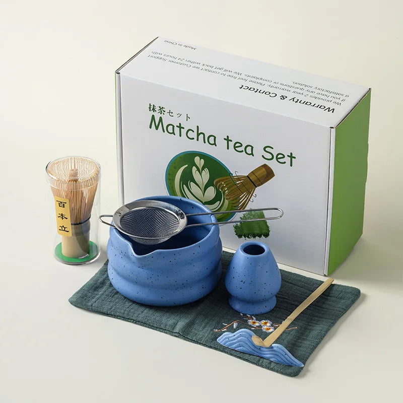 4/5/7pcs Matcha Set Ceramic Tea Bowl Traditional Japanese Tea Making Tools matcha- tea set tea- whisk bamboo matchas brush set
