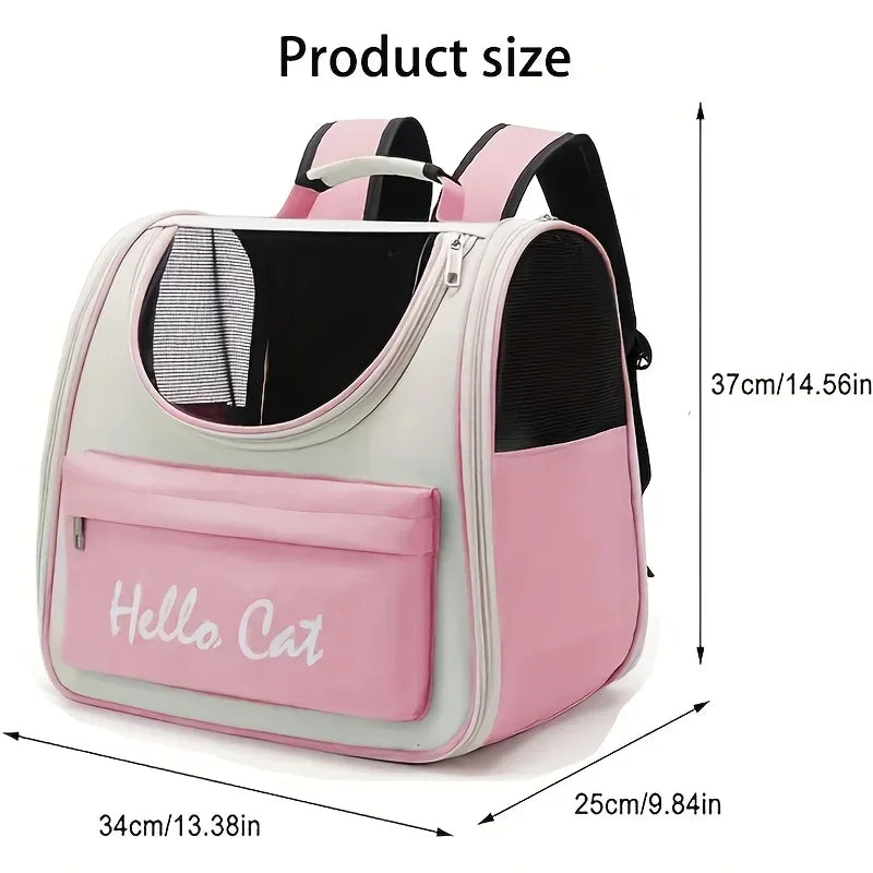 Perfecsy Large capacity collapsible pet backpack with zip closure, handle and mesh vent, perfect for cats and small dogs trav