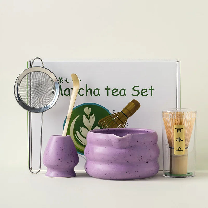 4/5/7pcs Matcha Set Ceramic Tea Bowl Traditional Japanese Tea Making Tools matcha- tea set tea- whisk bamboo matchas brush set