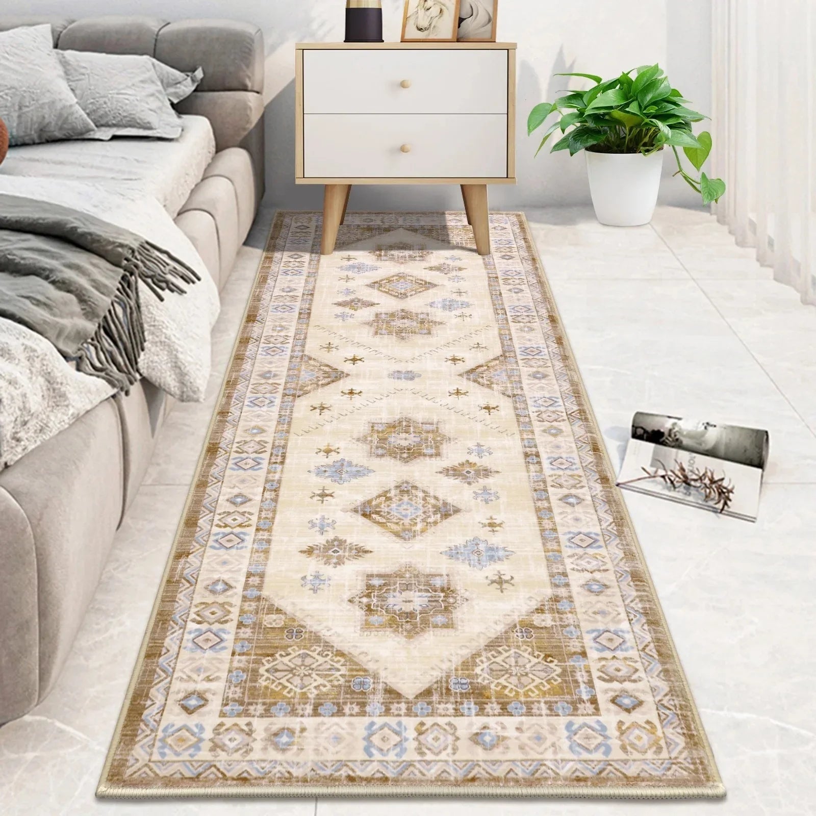 Perfecsy VIKAMA Bohemian Crystal Velvet Carpet Dirt Resistant And Easy To Care Hallway Full Carpeted Balcony Carpeted Home De