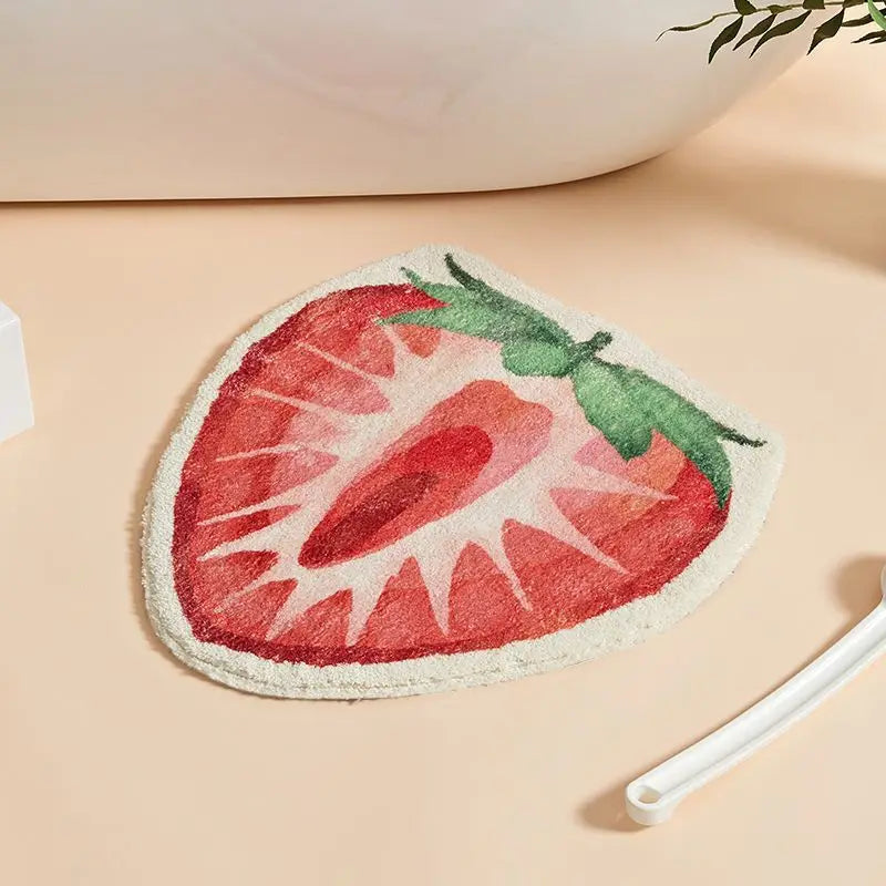 Perfecsy VIKAMA Little Fresh Fruit Special Imitation Cashmere Carpet Warm Machine Washable Bathroom Door Carpet Porch Mat Hom