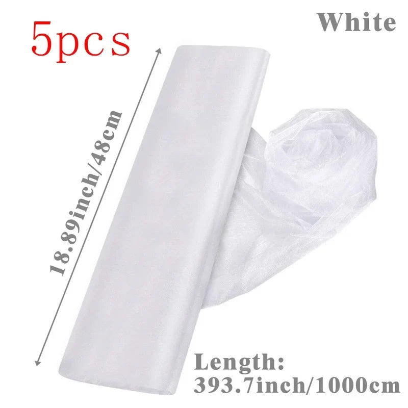 Perfecsy White Wedding Decoration Tulle Roll Crystal Organza Sheer Fabric For Wedding Birthday Party Backdrop Weeding Chair S