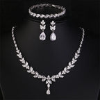 Envy NYC Brilliant Zirconia Leaf Necklace, Earrings & Bracelet Set — detail shot 7