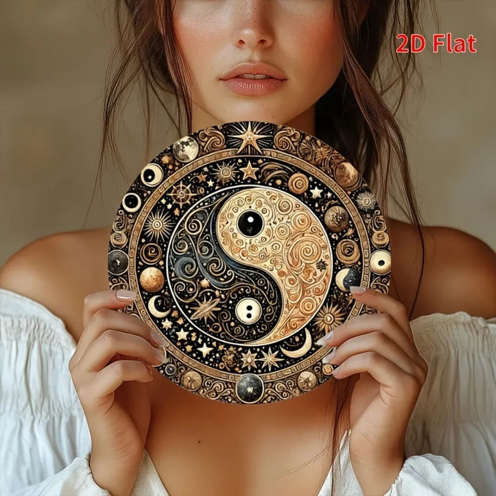 Perfecsy Yin Yang Feng Shui Metal Sign -Hanging Decor for Home, Office, Cafe, Bar - Indoor & Outdoor Multi-Use with Detailed 