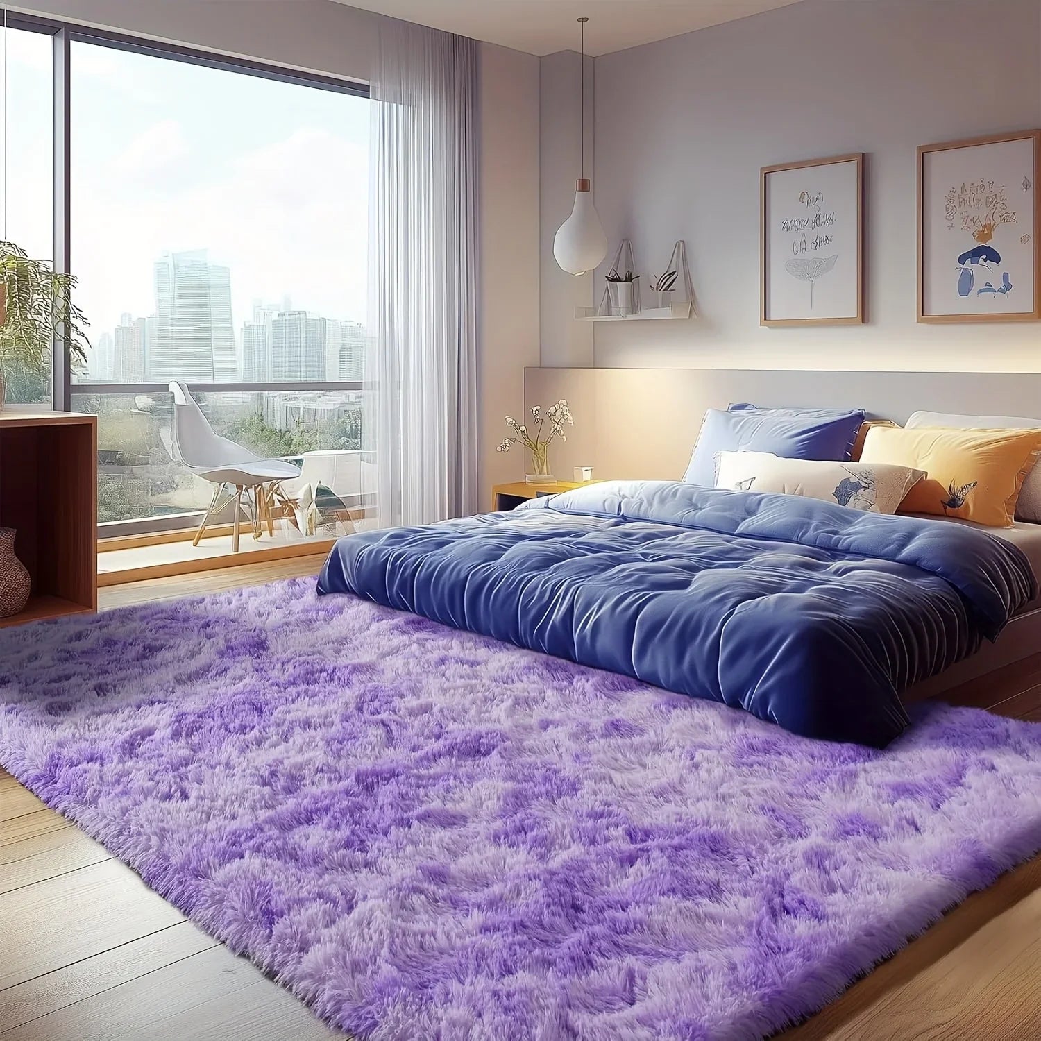Perfecsy VIKAMA Silky Dream Purple Carpet High-end Carpet For Live Room  Girls Bedroom Carpet Bedside Rugs Warm Washable Carp