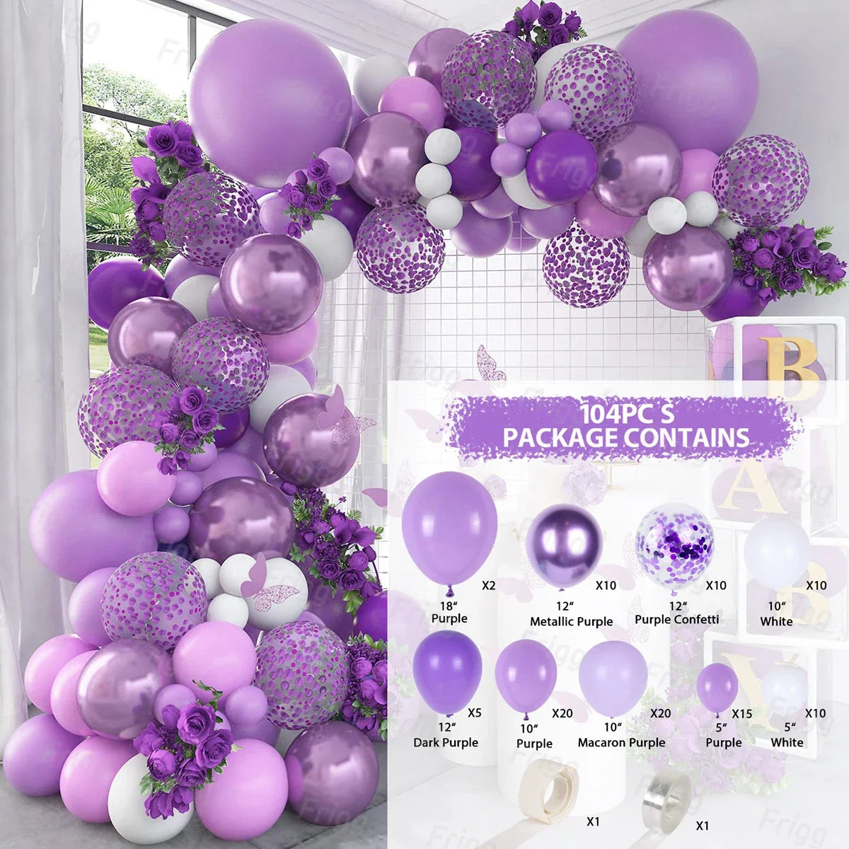 Perfecsy Purple Butterfly Balloons Garland Arch Kit Latex Ballon Birthday Party Decor Kids Adult Wedding Baloon Baby Shower D