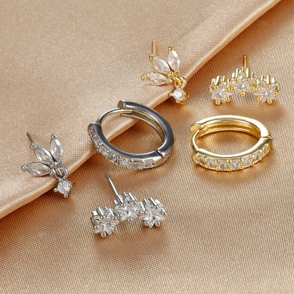 SORI STYLE 3PCS Star Zircon Hoop Huggie Earrings — size reference