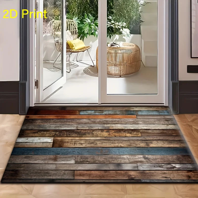 Perfecsy VIKAMA Wood Striped Carpet Kitchen Rug Thin Door Mat Long Floor Mat Laundry Room Carpet Living Room Carpet Rug For B