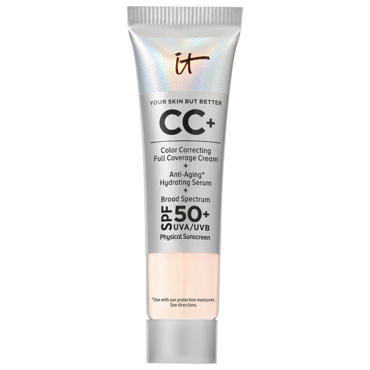 IT Cosmetics CC+ Cream Full Coverage SPF 50+ Foundation: Color Correcting, Anti-Aging, Hydrating Makeup for Flawless Skin &