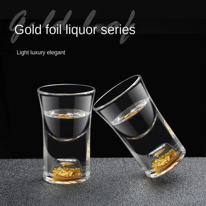 7pcs Set Household Transparent Gold Foil White Wine Glass Dispenser High-grade Chinese Wine Set Phnom Penh Bullet Cup