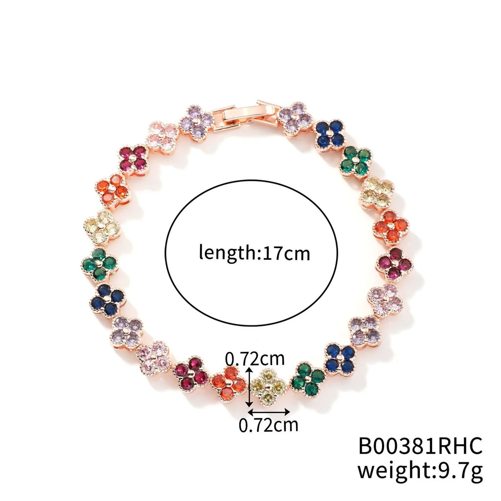 MyClosetAid Crystal Flower Lucky Stainless Steel Bracelet — fabric or material detail