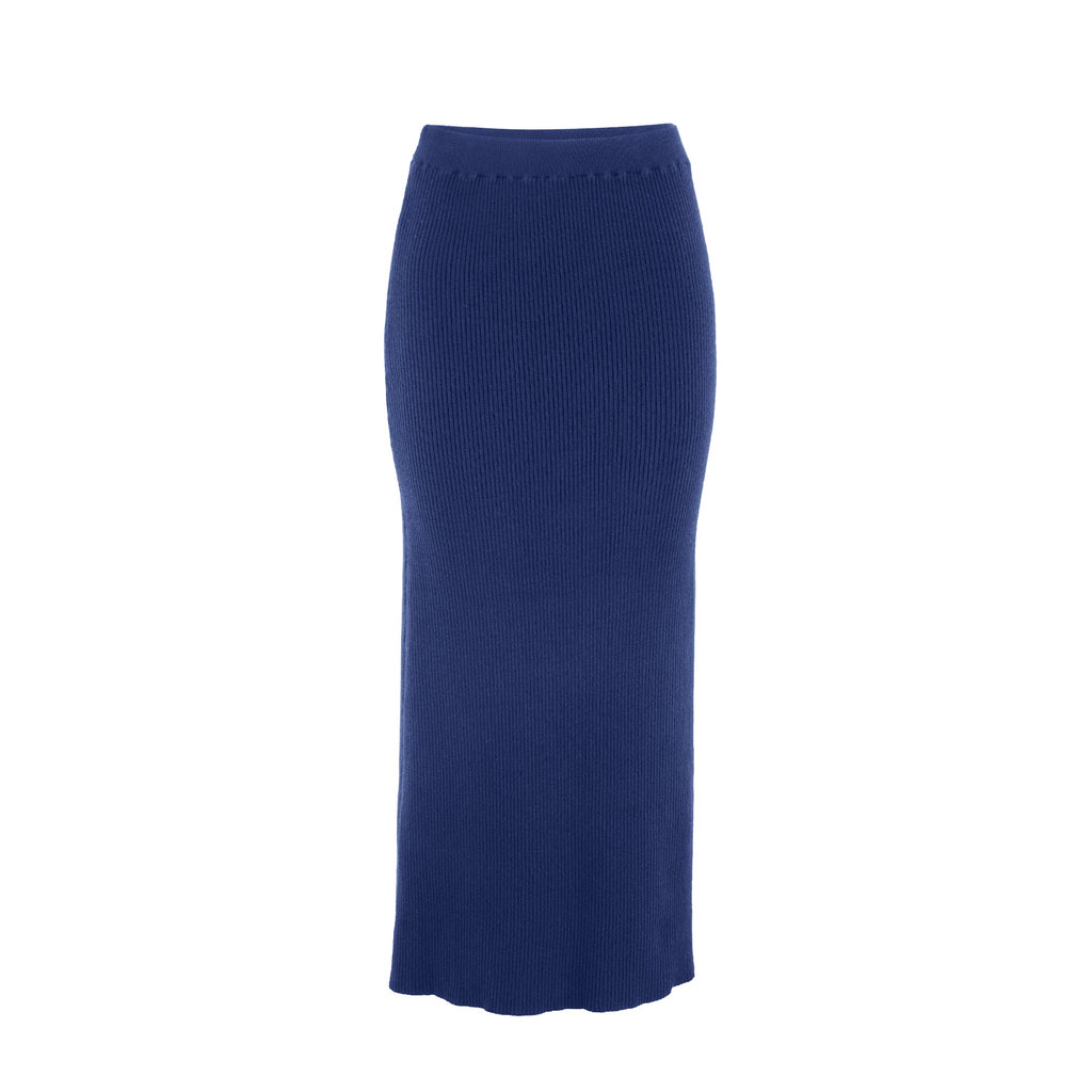 profile-nyc RIBBED KNIT STRAIGHT SKIRT — profile-nyc branding close-up