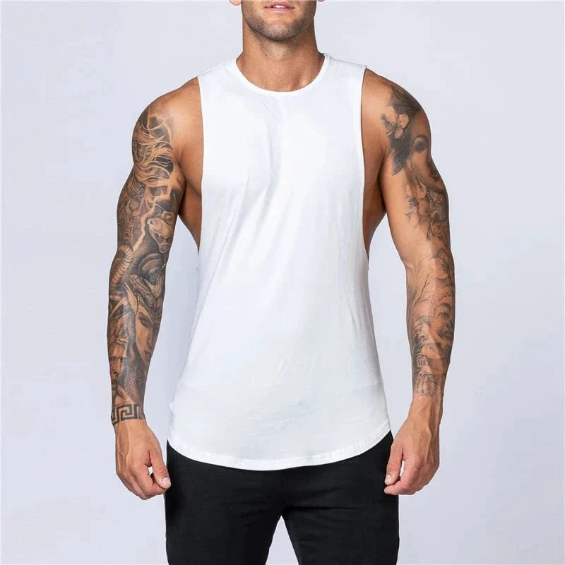 Men's Gym Clothing Summer Fitness Cotton Tank Top Men Jogging Bodybuilding Sleeveless Shirt Breathable O-Neck Casual Muscle Vest