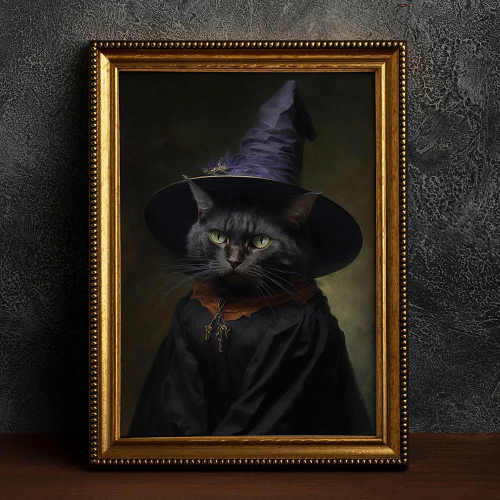 Perfecsy Retro Crow Witch Bat Skull Dark Academia Gothic Victorian Style Wall Art Canvas Painting Poster Print Halloween Gift