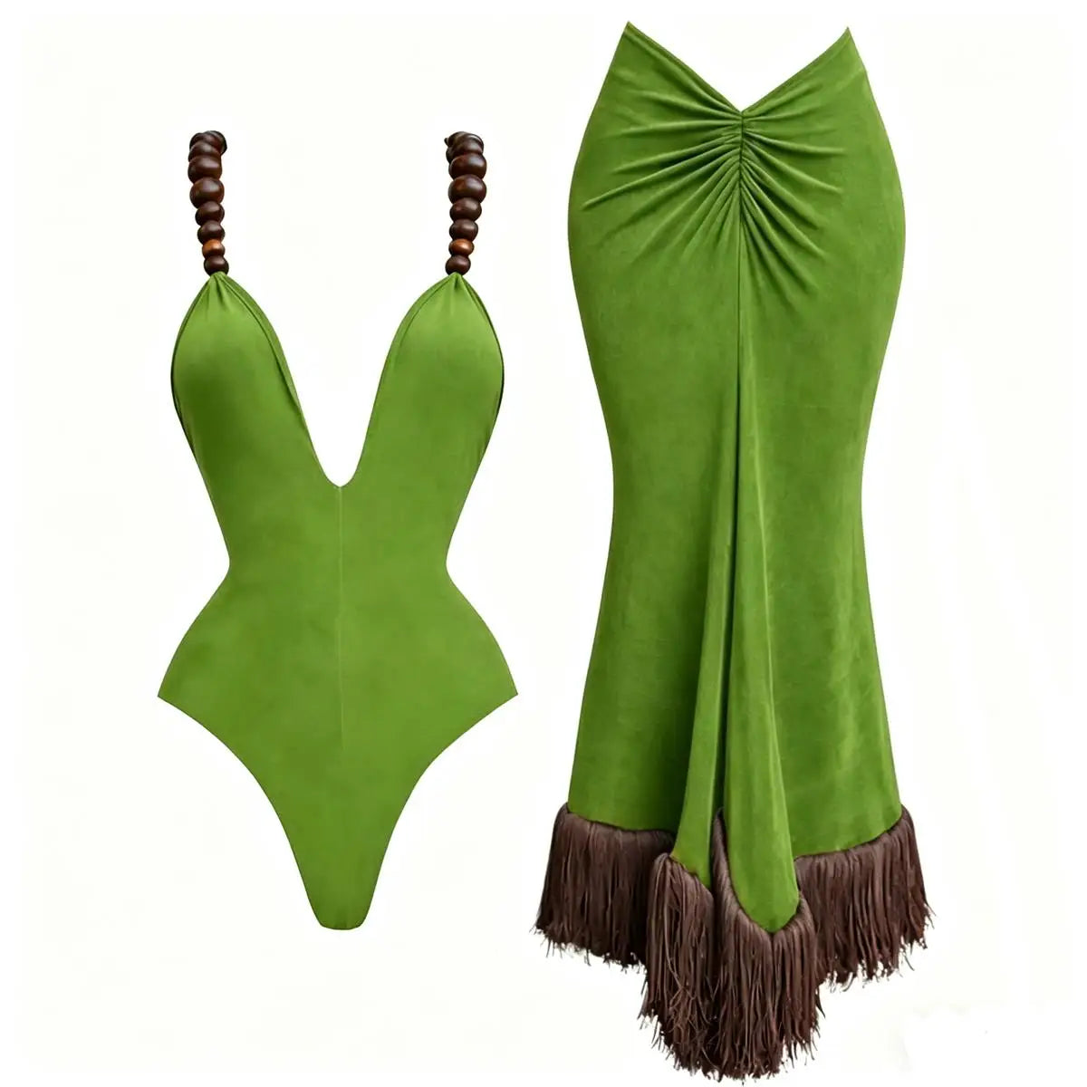 Halter Bandeau Bikini Set Women's Sexy Push Up Swimsuit Long Skirt Beachwear