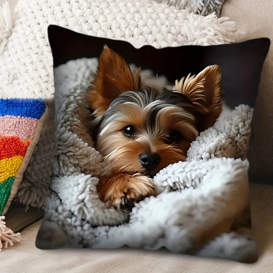 Perfecsy VIKAMA Adorable Puppy Print Decorative Pillowcase, Multi-Size Pillow for Living Room, Office, and Bedroom Home Decor