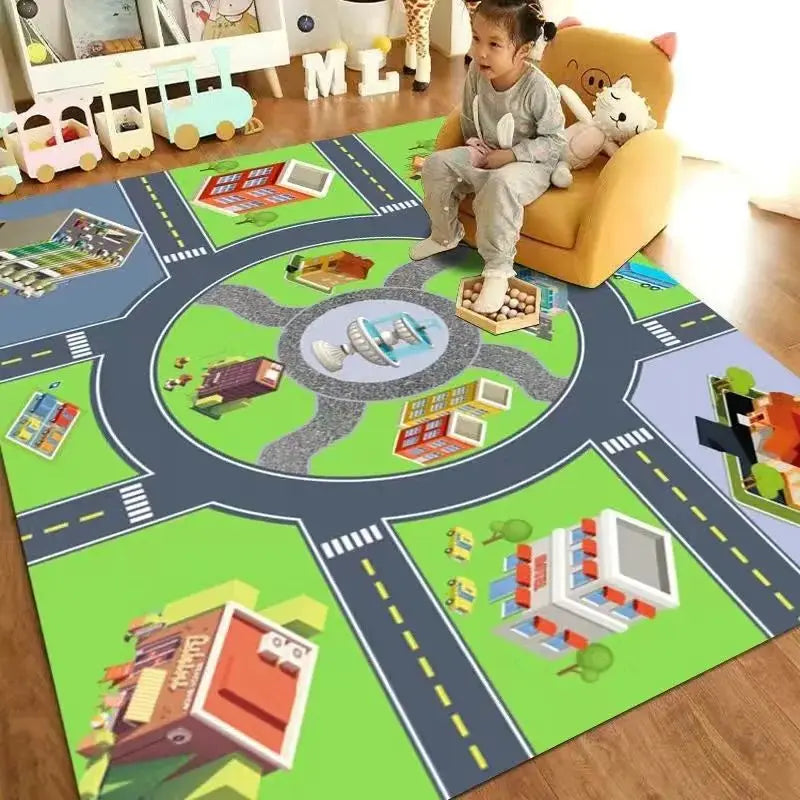 VIAKAMA Cartoon Carpet Kindergarten Early Childhood Education Children's Room Traffic Car Park Track Baby Play House Game Mats