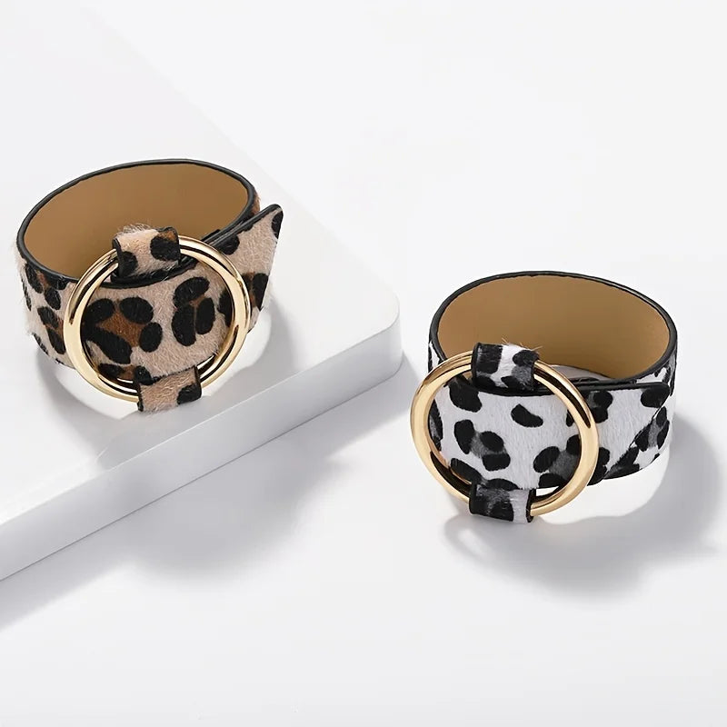 MyClosetAid Elegant Leather Leopard Bracelet — detail close-up